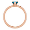 14K Rose Natural London Blue Topaz Heart Solitaire Ring