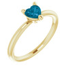 14K Yellow Natural London Blue Topaz Heart Solitaire Ring