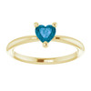 14K Yellow Natural London Blue Topaz Heart Solitaire Ring