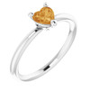 14K White Natural Citrine Heart Solitaire Ring