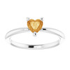 14K White Natural Citrine Heart Solitaire Ring