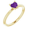 14K Yellow Natural Amethyst Heart Solitaire Ring