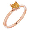 14K Rose Natural Citrine Heart Solitaire Ring