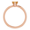 14K Rose Natural Citrine Heart Solitaire Ring