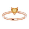 14K Rose Natural Citrine Heart Solitaire Ring