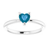 Sterling Silver Natural London Blue Topaz Heart Solitaire Ring