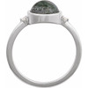 14K White Natural Moss Agate & .03 CTW Natural Diamond Ring