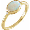 14K Yellow Natural White Opal & .03 CTW Natural Diamond Ring