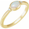 14K Yellow Natural White Opal & .03 CTW Natural Diamond Ring