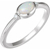 Sterling Silver Natural White Opal & .03 CTW Natural Diamond Ring
