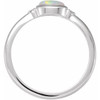 Sterling Silver Natural White Opal & .03 CTW Natural Diamond Ring