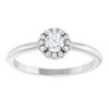 14K White Natural White Sapphire & .05 CTW Natural Diamond French-Set Halo-Style Ring