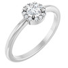 Platinum Natural White Sapphire & .05 CTW Natural Diamond French-Set Halo-Style Ring