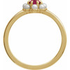 14K Yellow Natural Rhodolite Garnet & Cultured White Seed Pearl Halo-Style Ring