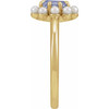 14K Yellow Natural Tanzanite & Cultured White Seed Pearl Halo-Style Ring