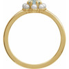 14K Yellow Natural Sky Blue Topaz & Cultured White Seed Pearl Halo-Style Ring