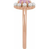 14K Rose Natural Pink Tourmaline & Cultured White Seed Pearl Halo-Style Ring