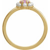 14K Yellow Natural Pink Tourmaline & Cultured White Seed Pearl Halo-Style Ring