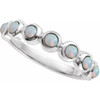 Platinum Cabochon Natural White Opal Stackable Ring