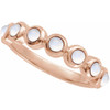 14K Rose Cabochon Natural Rainbow Moonstone Stackable Ring