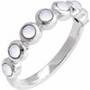14K White Cabochon Natural Rainbow Moonstone Stackable Ring