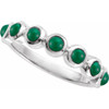 14K White Cabochon Natural Emerald Stackable Ring