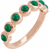 14K Rose Cabochon Natural Emerald Stackable Ring