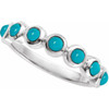 Platinum Cabochon Natural Turquoise Stackable Ring