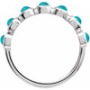 14K White Cabochon Natural Turquoise Stackable Ring