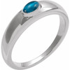Sterling Silver Natural London Blue Topaz Cabochon Dome Ring