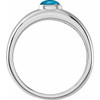 Sterling Silver Natural London Blue Topaz Cabochon Dome Ring