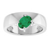 Platinum Lab-Grown Emerald Asymmetric Solitaire Ring