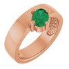 14K Rose Lab-Grown Emerald Asymmetric Solitaire Ring