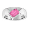 14K White Lab-Grown Pink Sapphire Asymmetric Solitaire Ring