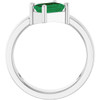 Sterling Silver Lab-Grown Emerald Asymmetric Solitaire Ring