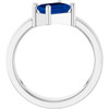 14K White Lab-Grown Blue Sapphire Asymmetric Solitaire Ring
