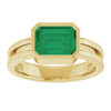 14K Yellow Lab-Grown Emerald Ring