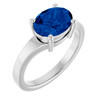 14K White Lab-Grown Blue Sapphire Ring