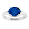 14K White Lab-Grown Blue Sapphire Ring