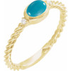 14K Yellow Natural Turquoise & .03 CTW Natural Diamond Cabochon Ring