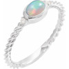 14K White Natural Ethiopian Opal & .03 CTW Natural Diamond Rope Ring