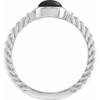 14K White Natural Black Onyx & .03 CTW Natural Diamond Cabochon Ring