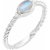Platinum Natural Rainbow Moonstone & .03 CTW Natural Diamond Cabochon Ring