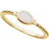 14K Yellow Natural White Opal & .03 CTW Natural Diamond Cabochon Ring