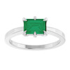 14K White Lab-Grown Emerald Ring