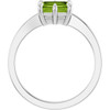 14K White Natural Peridot Ring
