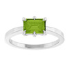 14K White Natural Peridot Ring