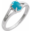 Platinum Natural Turquoise Cabochon Ring