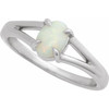 14K White Natural White Opal Cabochon Ring
