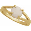 14K Yellow Natural White Opal Cabochon Ring